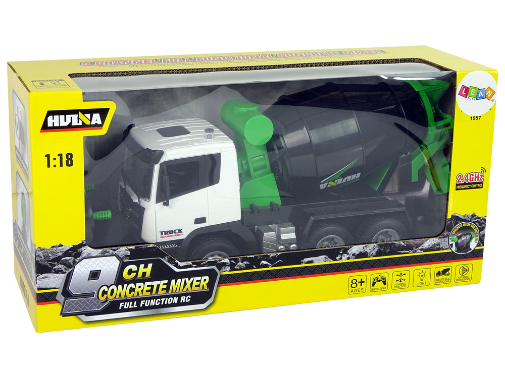 Concrete Mixer Remote Controlled 1:18 Black Huina 2.4g Rotating Bucket