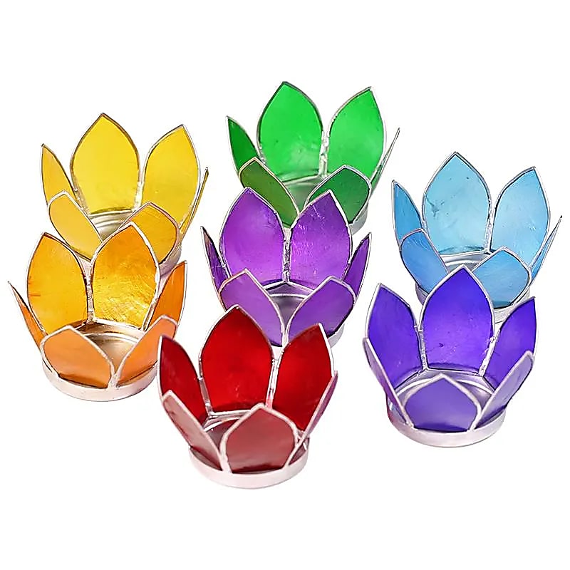 Set med 7: Lotus Light Small Chakra Silver Trim - 8 Cm
