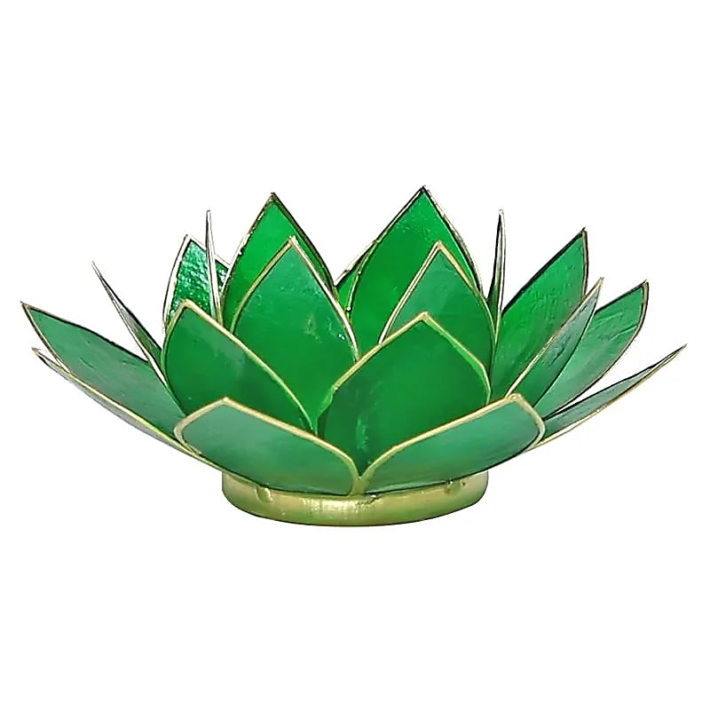 Lotus Atmospheric Light 4th Chakra Green Gold Trim - 13,5 cm
