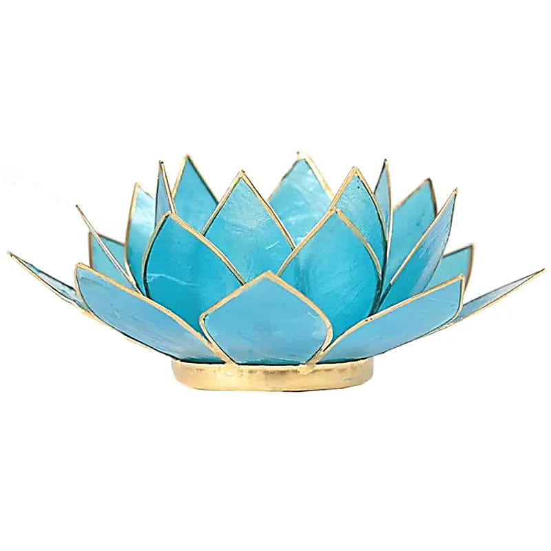 Lotus Atmospheric Light Chakra 5 Blue Gold Trim - 13,5 cm