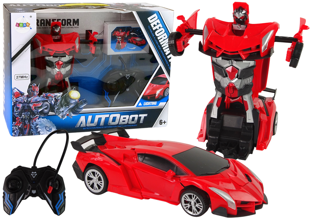 Robot samochodowy 2w1 pilot zdalnego sterowania R/c zdalnie sterowany czerwony