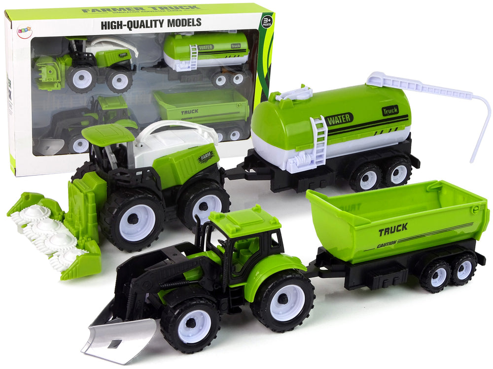 Farm Vehicle Set Tractor Harvester Tanker Semi-trailer
