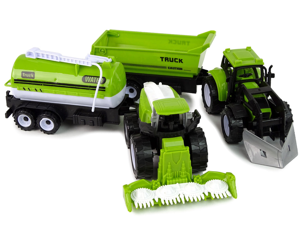 Farm Vehicle Set Tractor Harvester Tanker Semi-trailer