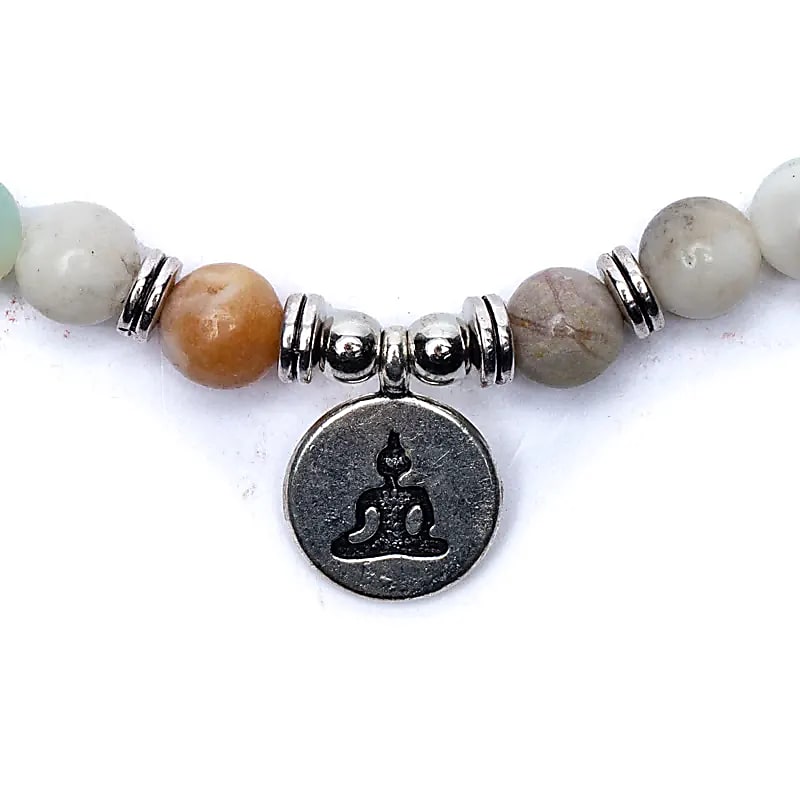 Mala Amazon Sten Elastik Med Buddha - 0,8 Cm