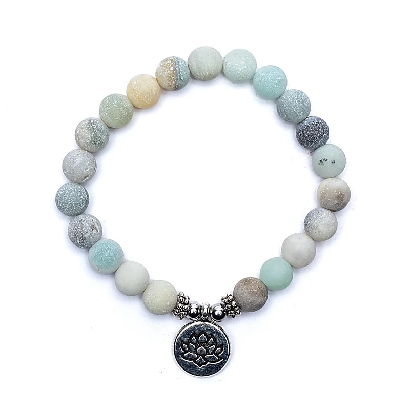 Mala/bracelet Amazon Stone Elastic With Lotus --package Of 2 Pcs - 0.8 Cm