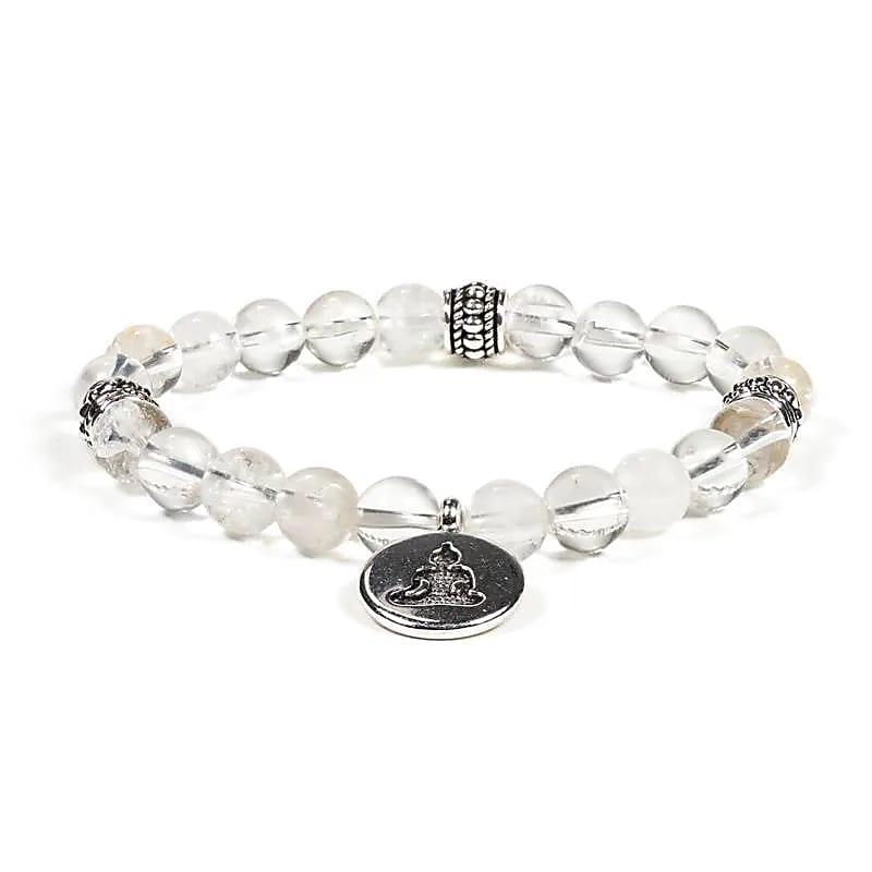 Mala/náramek Rock Crystal elastický s Buddhou -- balení 2 ks - 0,8 cm