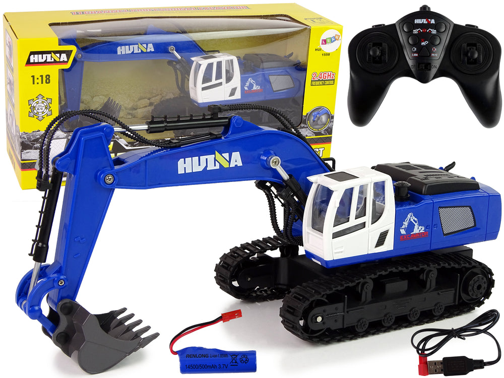 Caterpillar Excavator Pilot R/c Remote Controlled Metal Parts Blue