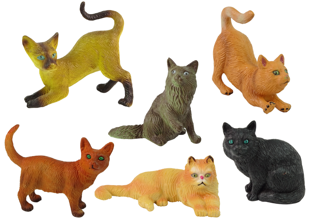 Set Of 6 Figures Domestic Cats Of Various Breeds