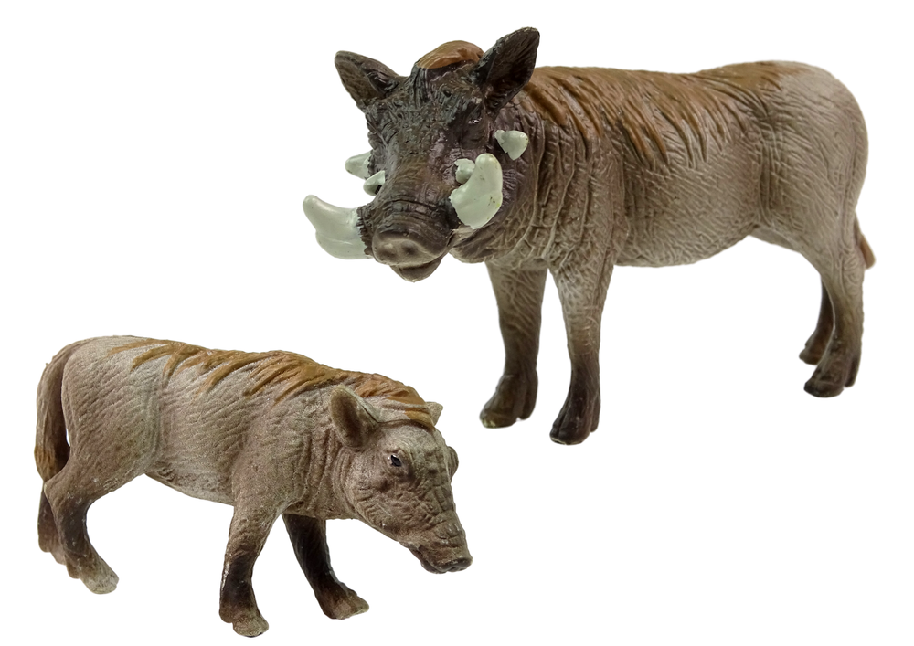 Set Of 2 Figures African Warthog With Young Animals Of The World Series