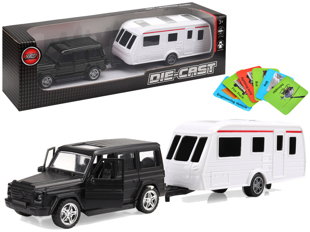Set Of Vehicles Jeep Black Camper Trailer Metal Elements