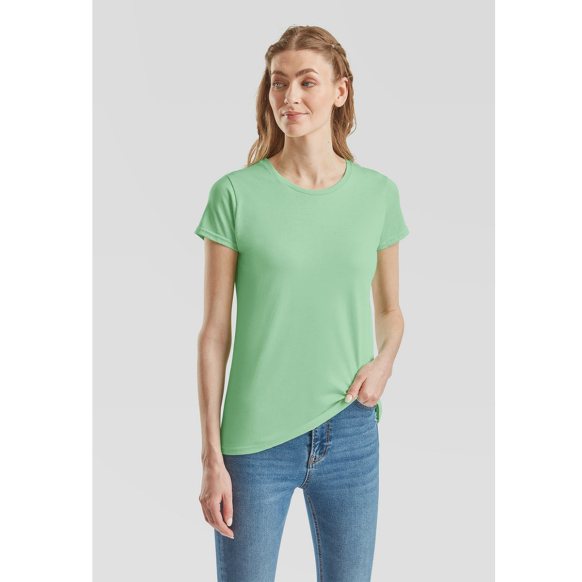 Camiseta Mujer Fruit Of The Loom Iconic 150 T Verde Claro