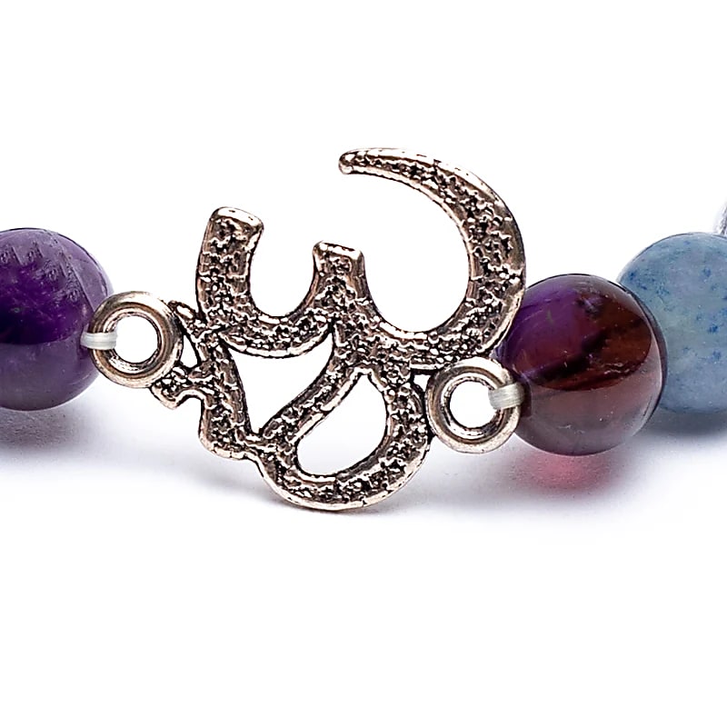 Mala/armband Ametist/ Aventurin/bergkristall + Ohm --paket med 3 st - 0,8