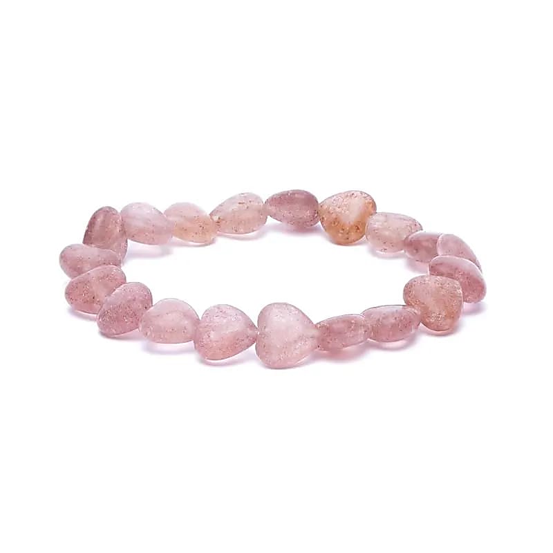 Bratara Strawberry Quartz Elastic Hearts --pachet 2 buc - 10mm