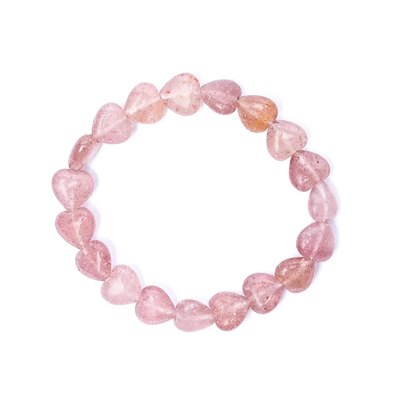 Bratara Strawberry Quartz Elastic Hearts --pachet 2 buc - 10mm