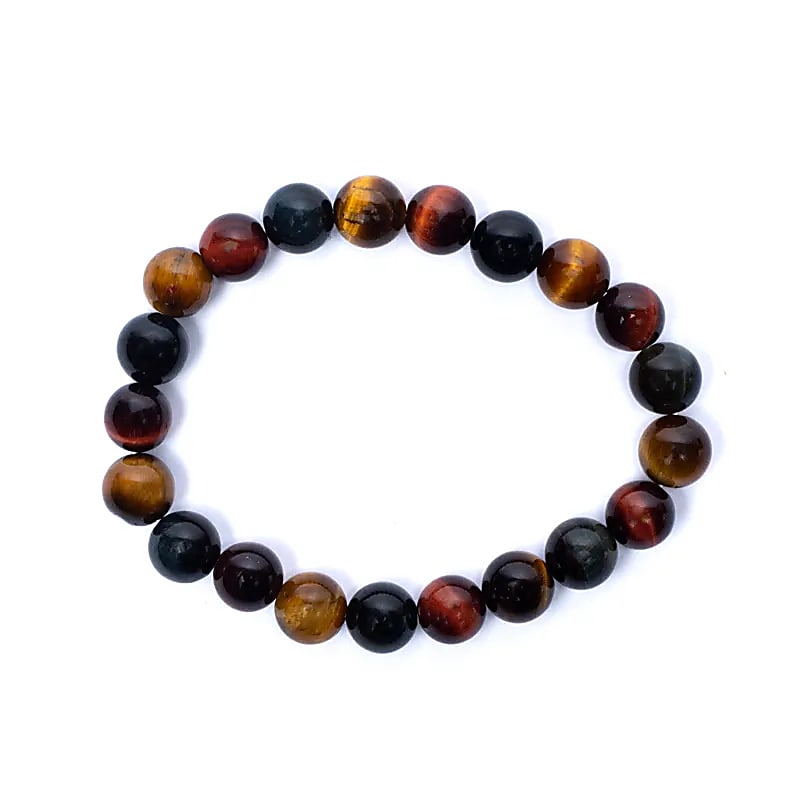 Náramek Triple Tiger Eye (červený/oranžový/modrý) elastický --balení 2ks - 8mm