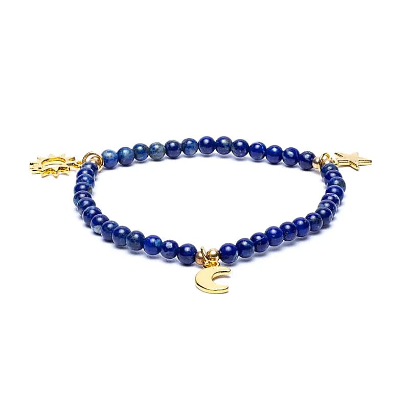 Náramek Lapis elastický s hvězdičkami/měsícem/sluncem – balení 2ks - 4mm