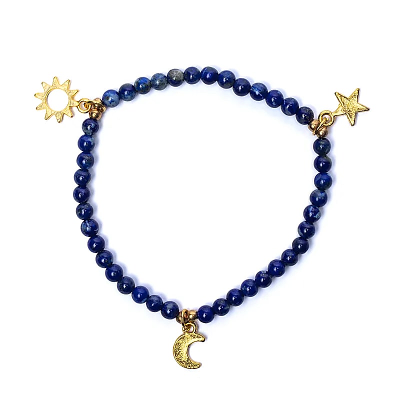 Brățară Lapis elastică cu brelocuri stea/lună/soare --pachet 2 buc - 4mm
