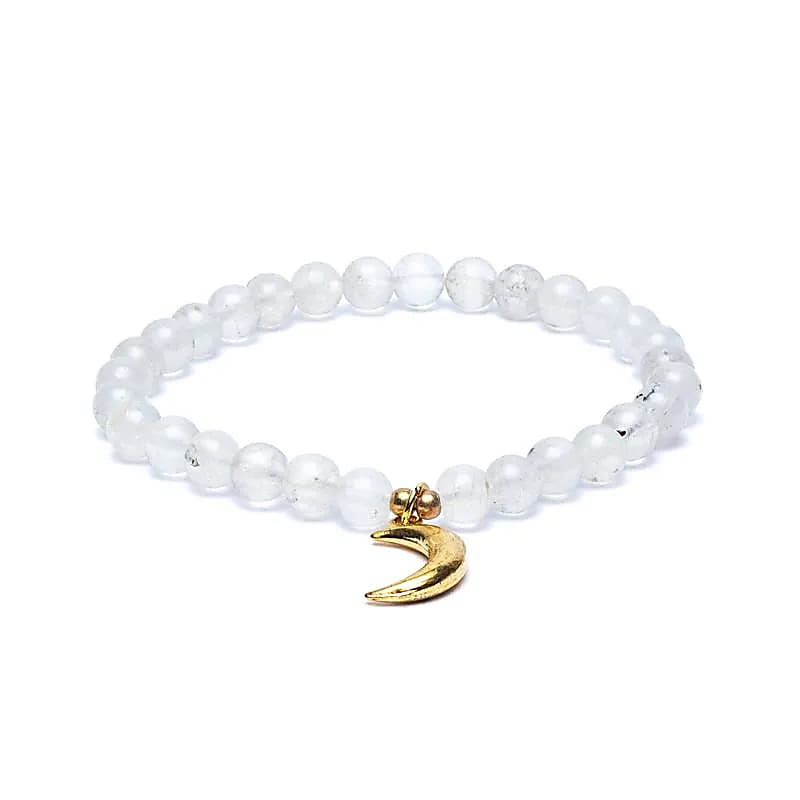 Brățară Moonstone elastică cu moon charm --pachet 2 buc - 6mm