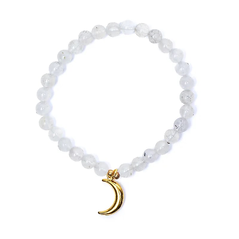 Brățară Moonstone elastică cu moon charm --pachet 2 buc - 6mm