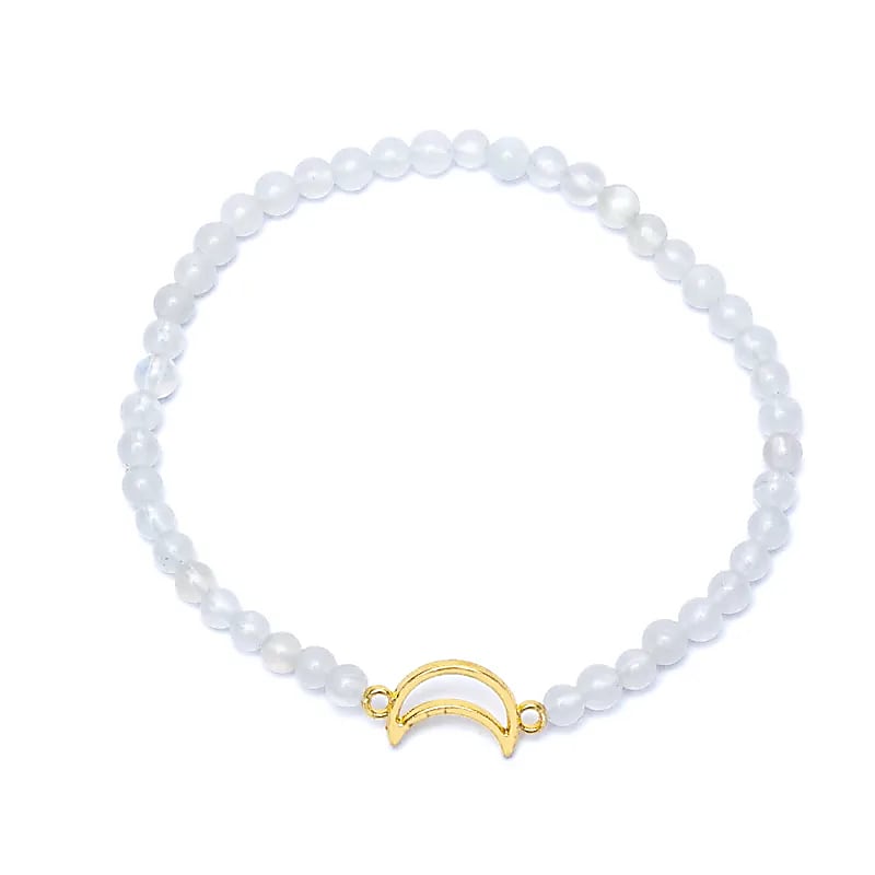 Brățară Moonstone elastică cu moon charm --pachet 2 buc - 4mm