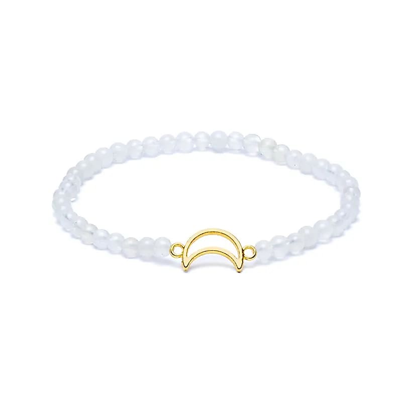 Brățară Moonstone elastică cu moon charm --pachet 2 buc - 4mm