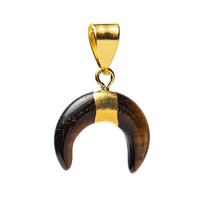 Crescent Moon Pendant Tiger Eye - ±2cm Paket med 3 st