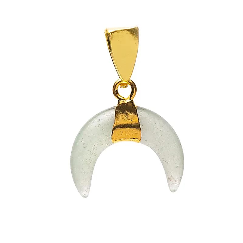 Pingente Lua Crescente Aventurina Verde - pacote de 3 peças - ± 2 cm