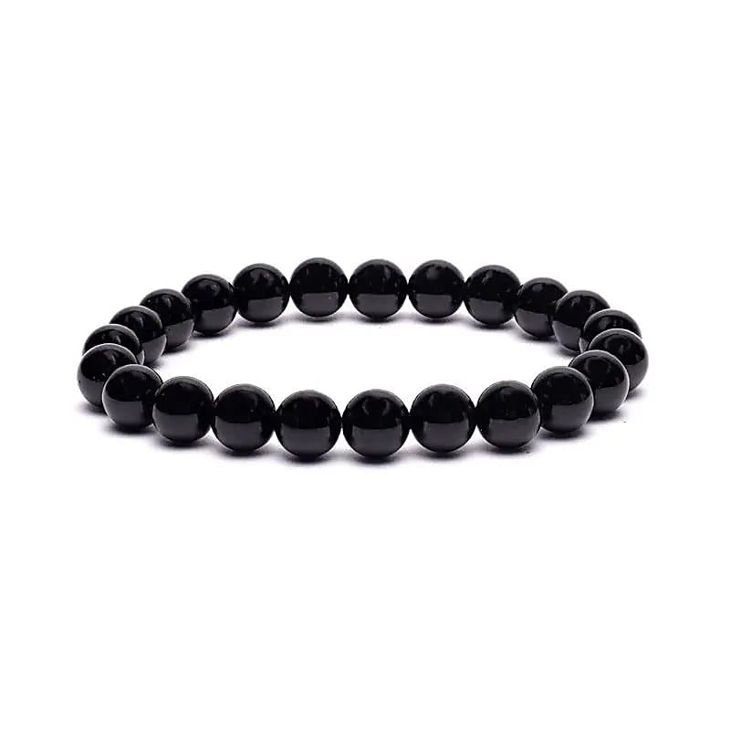 Svart turmalinarmband elastiskt --paket med 2 st - ±0,8 Cm