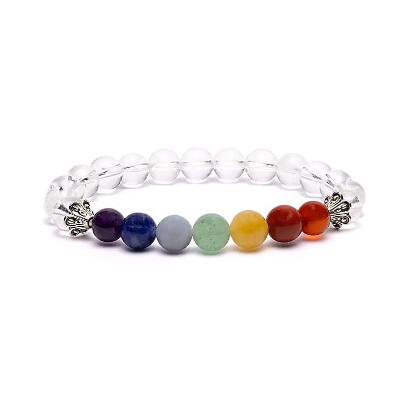 Bratara Chakra Cristal De Roca Elastic --pachet De 2 Buc - ±8 Mm