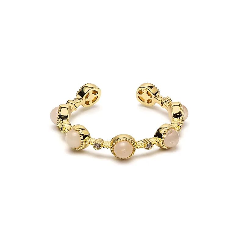 Offener Ring mit Rosenquarz – Packung mit 4 Stück – ±2 cm
