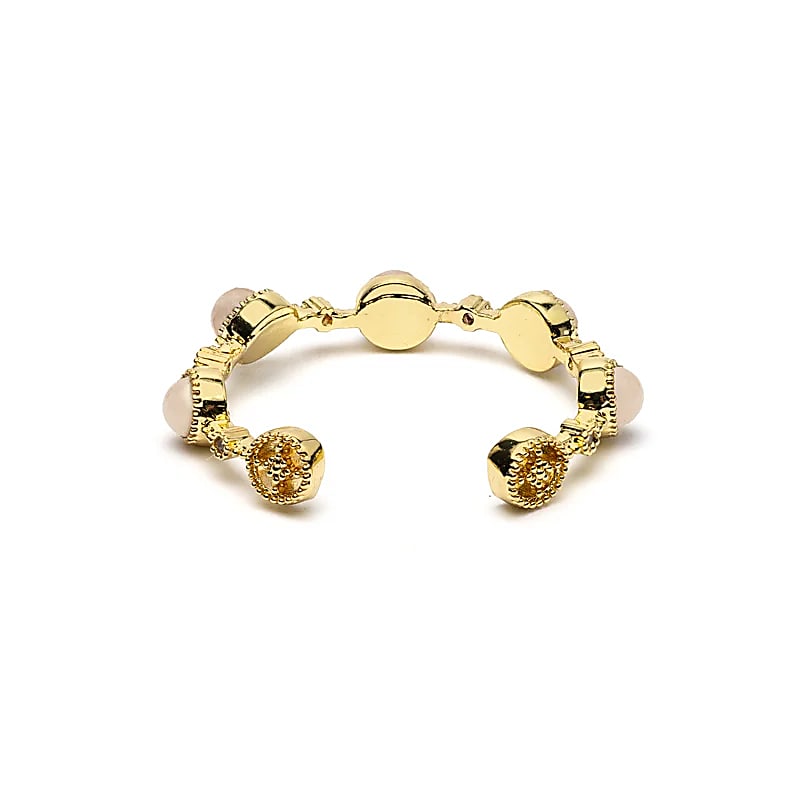 Offener Ring mit Rosenquarz – Packung mit 4 Stück – ±2 cm