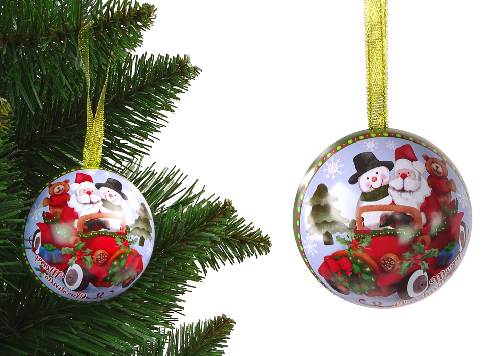 Metal Christmas Tree Decorative Metal Bomb Santa With Snowman Green
