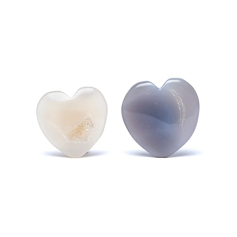 Achát s krystalizací Heart Worry Stone --balení 2ks - ±4-6cm
