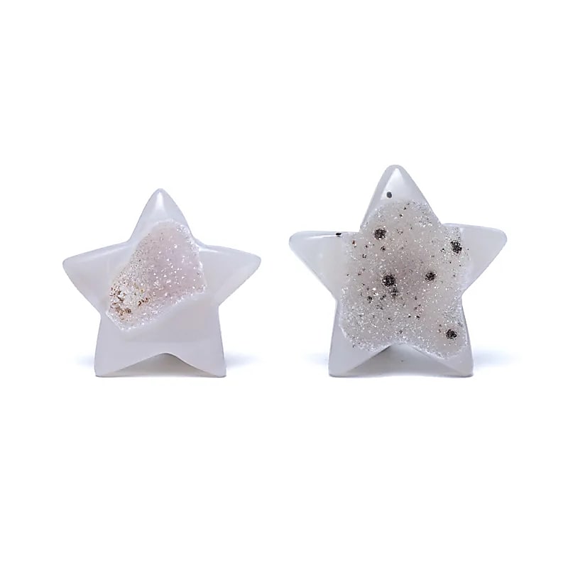 Ágata en forma de estrella con cristalización - ±4-6 cm Paquete de 2 piezas