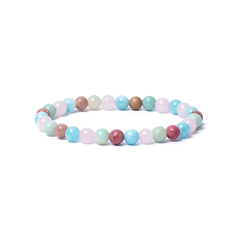 Bratara Acvamarin/ Cuart Rose/ Amazonit/ Thulite Elastic Calitate Aa --set De 2 Buc - 0,6 Cm