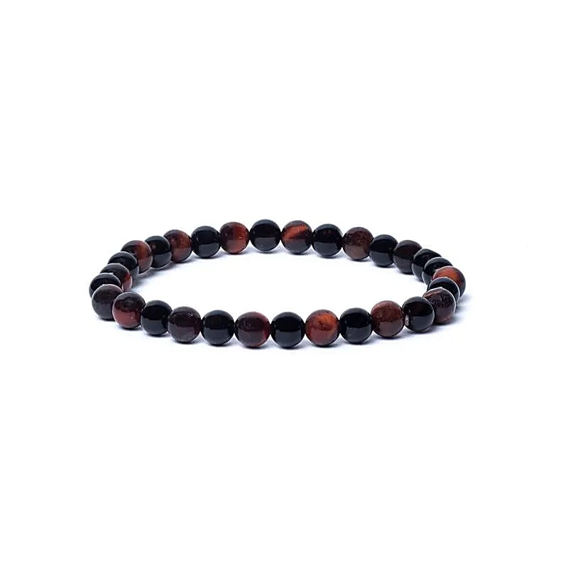 Náramek Black Onyx/Red Tiger Eye Aa Quality Elastic - sada 2 ks - 0,6 cm