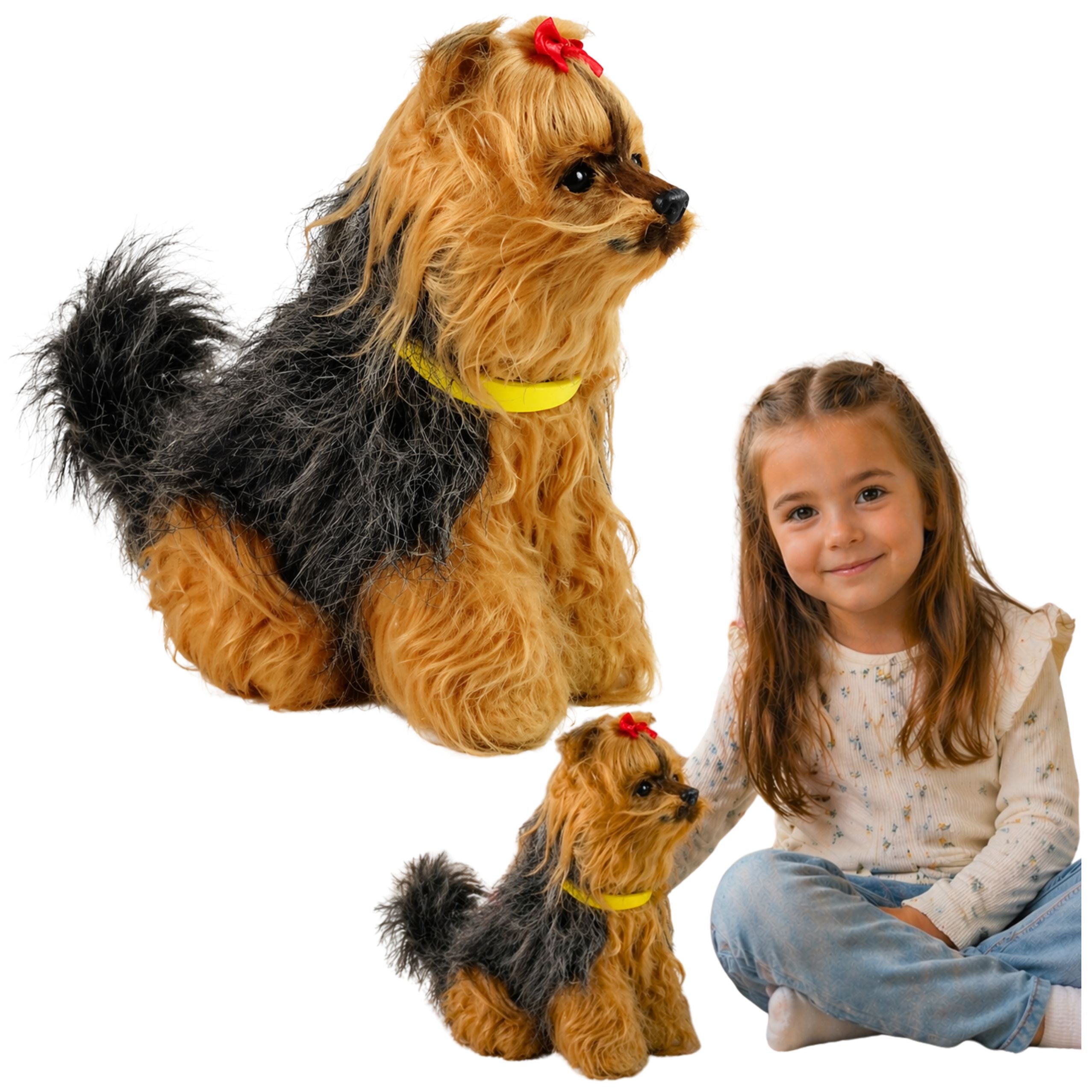 Interactive Plush Dog Soft Fur Breed Yorkshire Terrier Stroke Its Head And Learn Its Functions