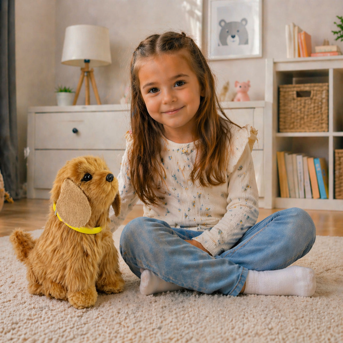 Interactive Plush Dog Soft Fur Cocker Spaniel Breed Stroke Its Head And Learn Its Functions