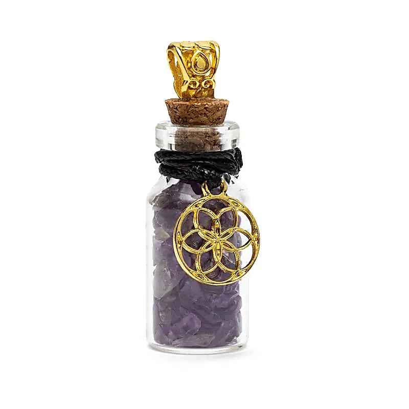 Geschenkfleshanger met amethist en levenszaad - pakket van 4 stuks - 3,6 cm