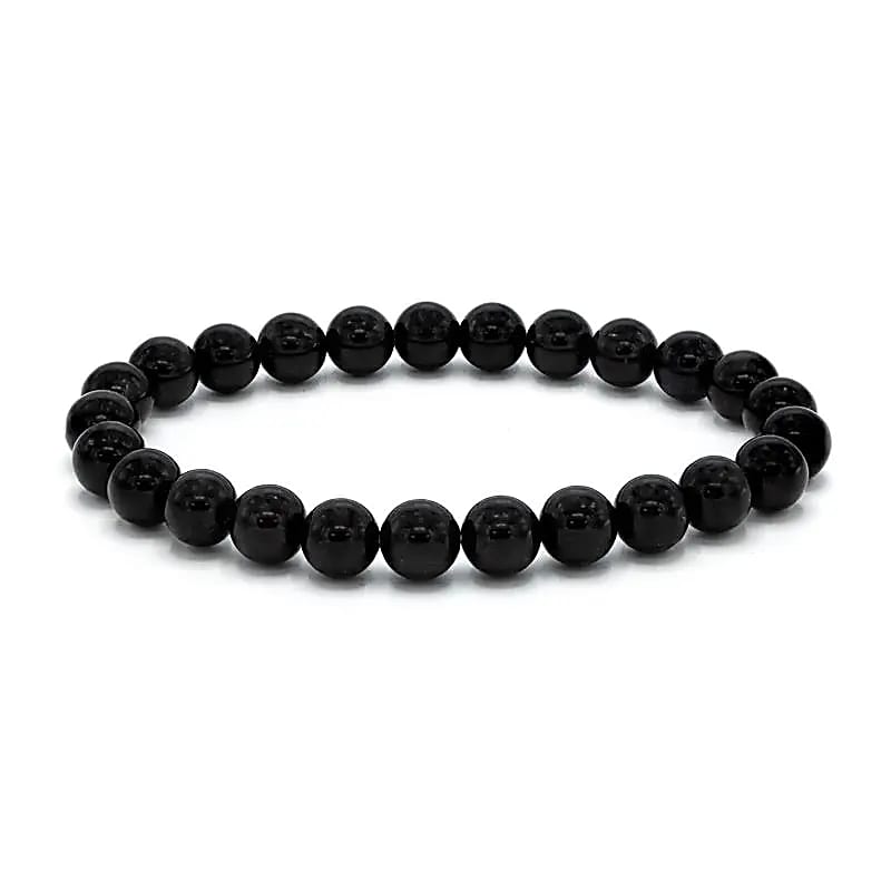 Bratara Pentru Incheietura Lata Cu Turmalina Neagra --pachet De 2 Buc - 0,8 Cm