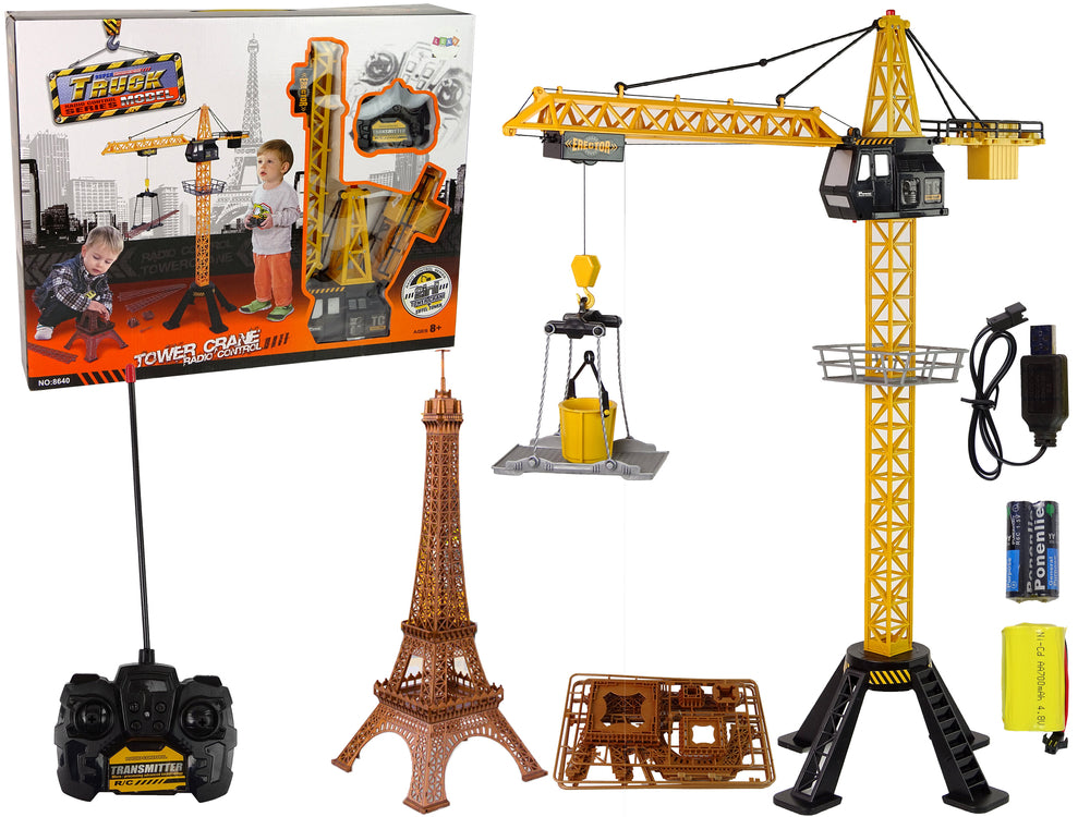 Construction Crane Controlled By R/c Remote Control 90 Cm High Eiffel Tower Construction