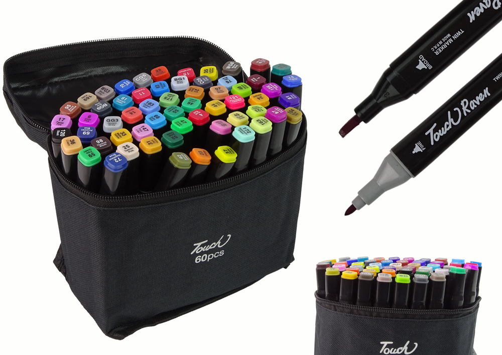 Set Of 60 Double-sided Alcohol Markers Pro Touch + Bag