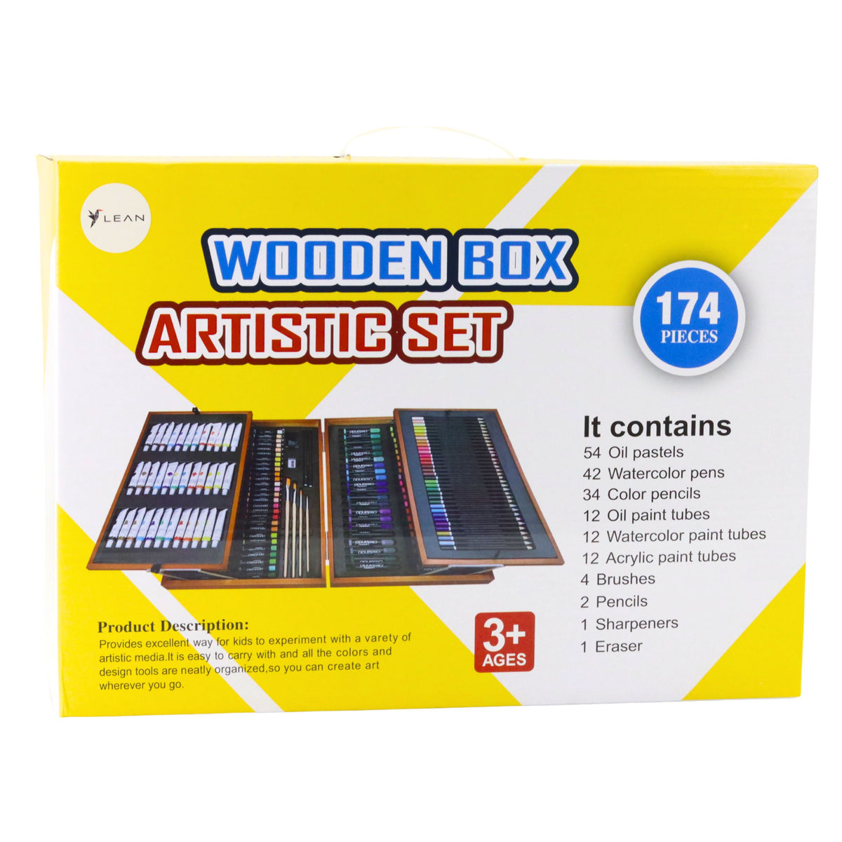 Large Professional Painting Set In A Wooden Carrying Case 174 Pieces
