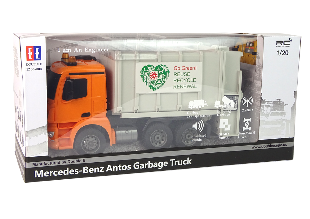 Camion della spazzatura RC Mercedes-benz Antos Orange Trash