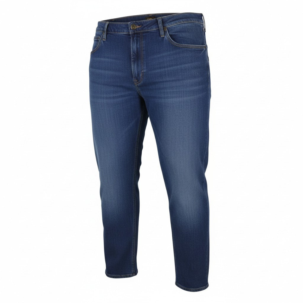 Lee Daren Zip Fly Men Jeansblå Morrhår Faded Regular Straight Fit