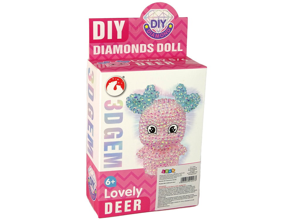 Diy Diamond Creative Kit Pink Reindeer Crystals Sequins 3d Keyring