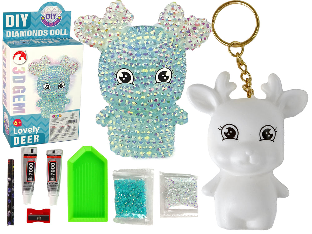 Diy Diamond Reindeer Diy Crystals 3d Keyring Set Blue