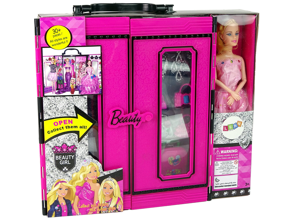 Muñeca Con Armario Ropa Vestidor Para Muñecas En La Maleta Beauty Girl