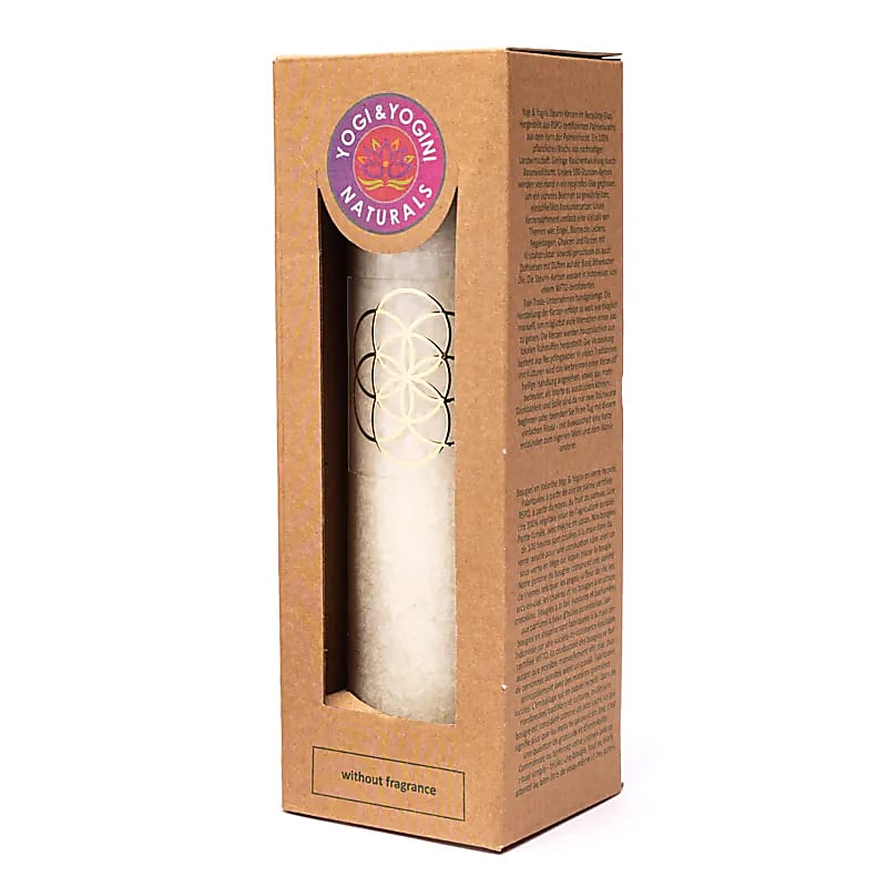 Kerze Stearin Seed Of Life Weiß ohne Duft – 21 x 6,5 cm