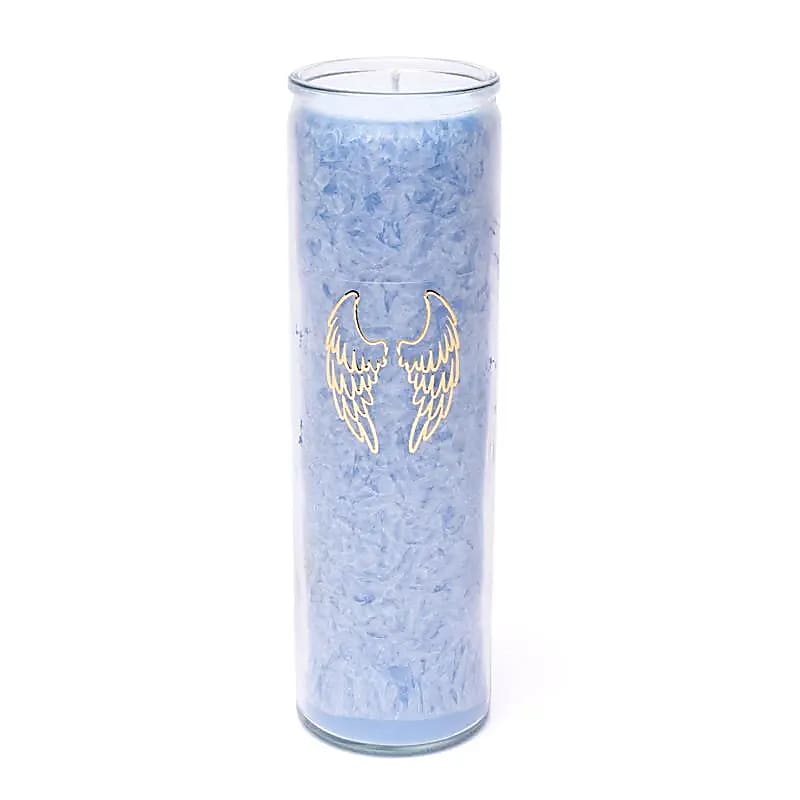 Candle Stearin Angel Wings Light Blue Unscented - 21x6.5 Cm